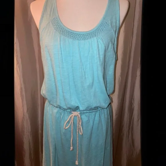 New! C&C California Sleeveless Turquoise Dream Catcher Drawstring Dress Size L🩵 - Picture 8 of 10